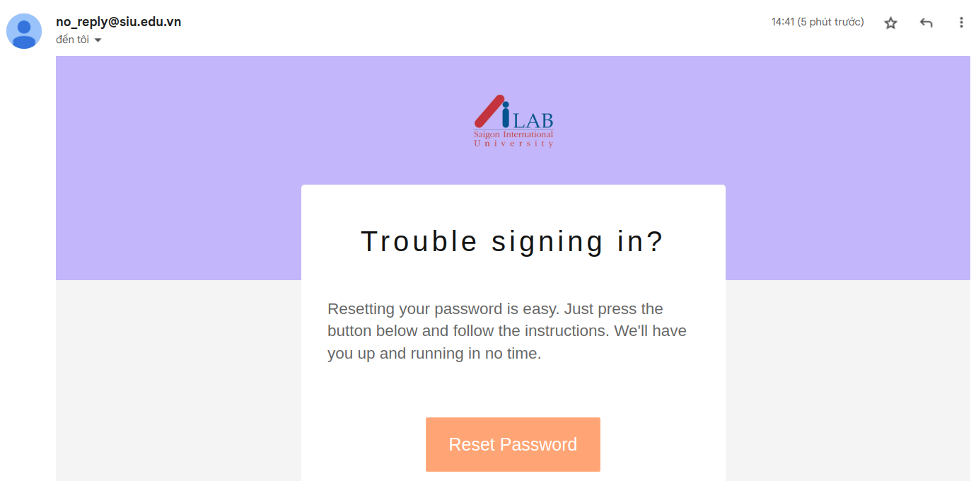 Click vào nút Reset Password